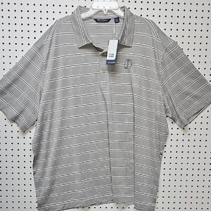 NWT Cutter & Buck Big Mens DryTec Polo 3xl Gray/white Striped